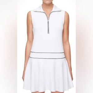 OYSHO white with black trim tennis dress with drop waist XS